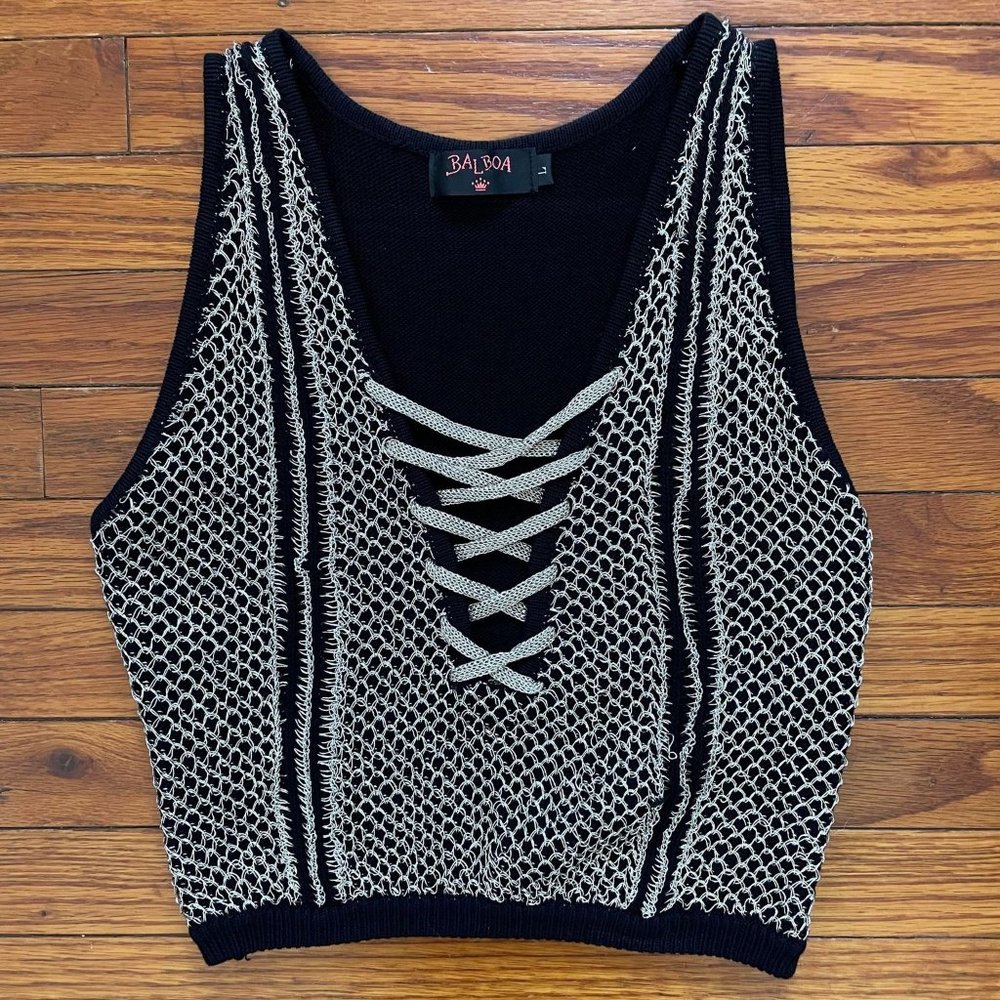 Balboa Knit Black & Gold Crop Top